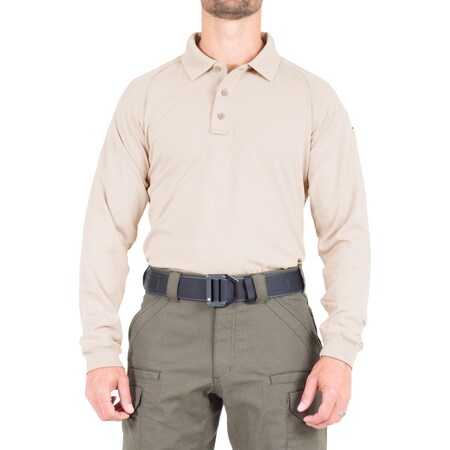 First Tactical PERFORMANCE POLO LONG SLEEVE, 100% Polyester, Button, 1 Pocket(s), Khaki, XL 111503