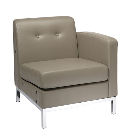 Osp Home Furnishings Wall Street Faux Leather RAF Armchair, Smoke WST51RF-U22