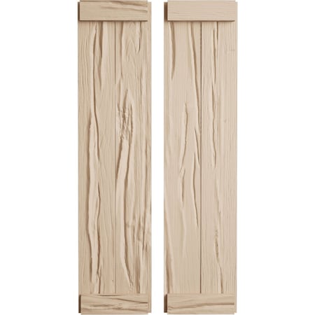 Ekena Millwork Rustic Two Board Joined Board-n-Batten Riverwood Faux Wood Shutters w/End Batten, 11W x 44H, PR SHUBJE11X44RWPR