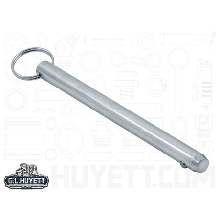 Huyett Detent Pin, Zinc Plated Medium Carbon Steel, 0.438 in Dia x 5.000 in Effective L x 0.443 in Hole Dia DTP-0437-5000