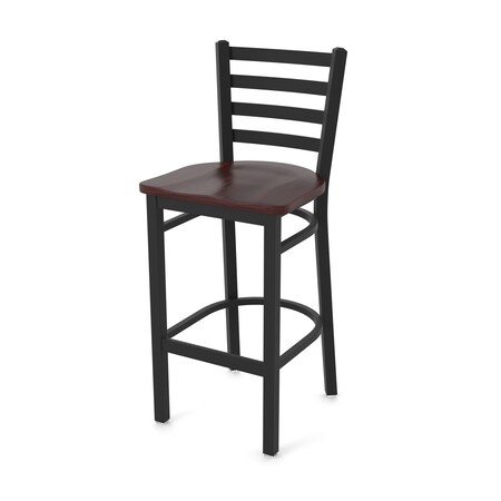 Holland Bar Stool Co 25" Stationary Counter Stool, Black Wrinkle, Dark Cherry Maple Seat 40025BWDCMpl