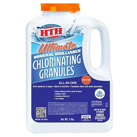 Hth Ultimate Mineral Brilliance 22007 Chlorinating Granule, 5 lb, Powder, Chlorine, White 22017R