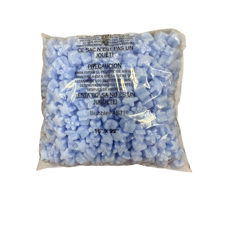 Bubblefast FunPak Blue Stars Packing Peanuts Mini Pack Plant Based Biodegradable Compostable 0.6 cu ft Bag Mini-Blue Stars