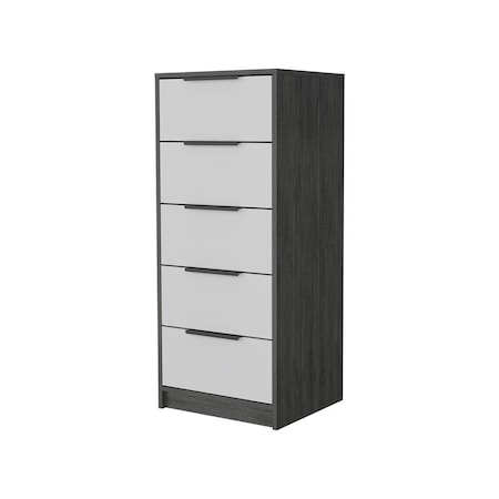 Homeroots 18" White and Gray Five Drawer Standard Chest 534961