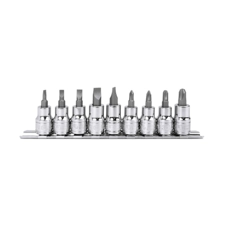 Genius Tools 9PC 318in Dr. Slotted & Philips Bit Socket Set BS-309S