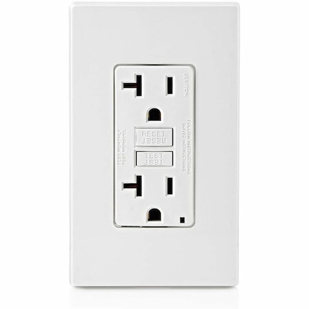 Leviton GFCI Receptacle, 20A, 125Vac, 5-20R, White GFNT2-W