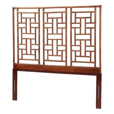 Bali & Pari Jamuna Marbled Tortoise Natural Rattan Headboard - Handcrafted Boho Style Bedroom Backdrop, Queen 269-14694-ZORO