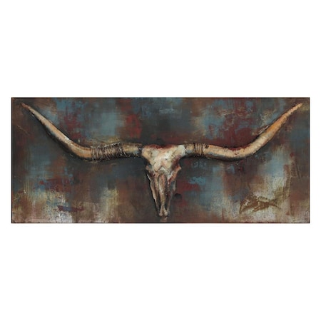Empire Art Direct Primo Mixed Media Hand Painted Iron Wall Sculpture - Long Horn PMO-130911C-4820
