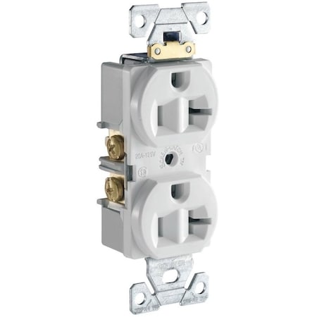 Eaton Wiring Devices Straight Blade Receptacle, 5-20R, 20 A, 125V AC, 2 Pole, 3 Wire, Flush Mount, Grounded CR20W