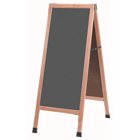 Aarco A-Frame Sidewalk Board, Slate Colored Porcelain Chalkboard and Solid Red Oak Frame, 42''Hx18''W A-35SS