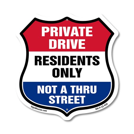 Signmission Private Driveway Shield Sign Private Dri, 12 Inch X 12 Inch, Plastic Sign SHI-P-12-436