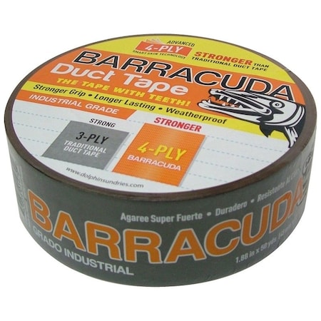 Barracuda Blue Dolphin Duct Tape, 50 yd L, 1.88 in W, Black/Orange TP DUCT BARA ORG