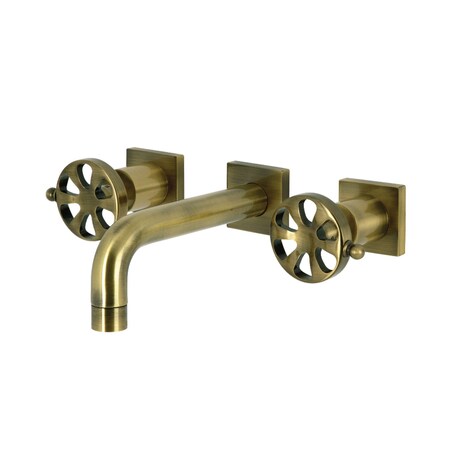 Kingston Brass Double-Handle Wall Mount Bathroom Faucet, Antique Brass KS6123RX