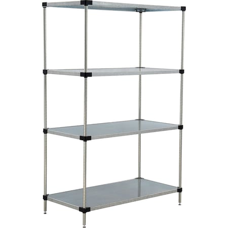 Global Industrial Nexel 4 Shelf, Galvanized Steel Solid Shelving Unit, Starter, 48"W x 18"D x 54"H 189901