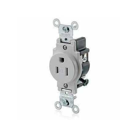 Leviton PlugsandReceptacles, 15A, 125VAC, Gry, Nylon T5015-GY