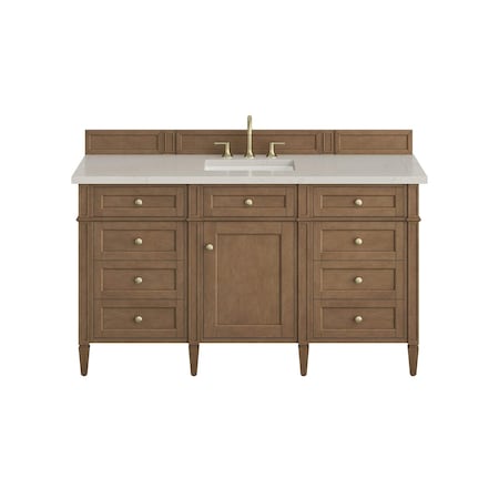 James Martin Vanities Brittany 60" Single Vanity, Pecan w/ 3 CM Siberian Silestone Top 655-V60S-PCN-3SFR