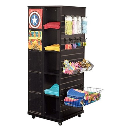 Specialty Store Services Slatwall Panel, Black, 4-Way, 63 in H 20154BK
