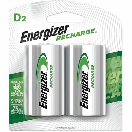 Energizer Recharge Universal Rechargeable D Batteries, For Multipurpose, Battery Rechargeable, D, 2500, 2PK NH50BP2