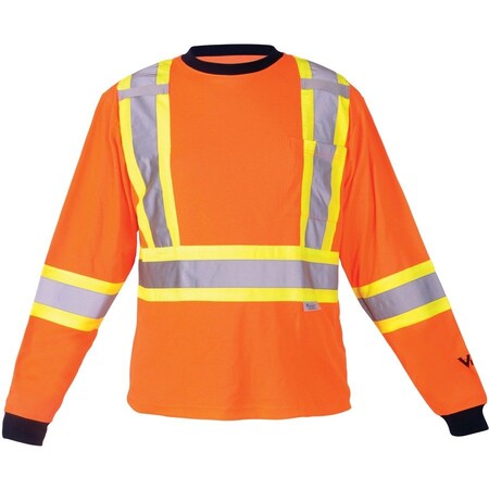 Viking Unisex High Visibility Long Sleeve Shirt, Polyester/Cotton, Pullover, Orange, 2XL 6015O-XXL