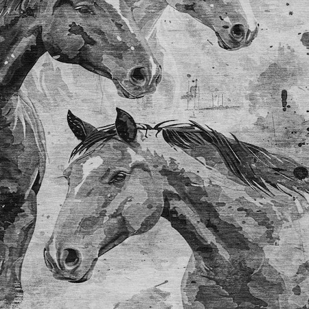 Homeroots 10' X 14' Gray And Silver Horse Washable Indoor Outdoor Area Rug 618702