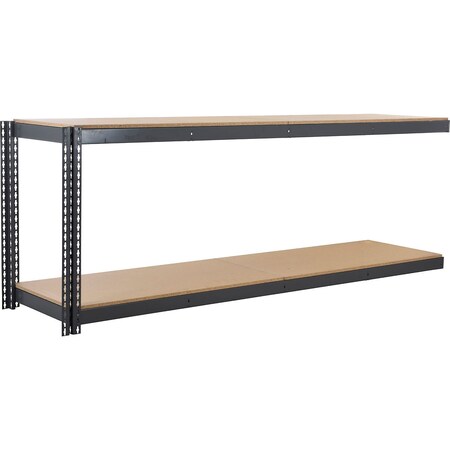 Global Industrial 2 Shelf, Standard Duty Boltless Shelving, Add On, 96"W x 18"D x 36"H, Wood Deck B3171477
