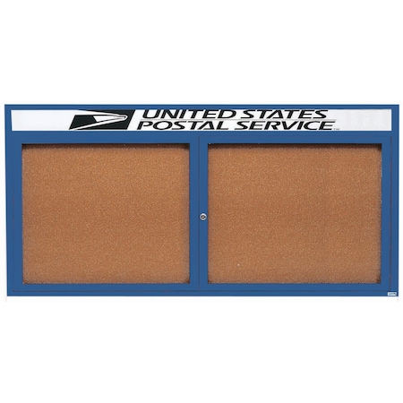 Aarco Illuminated Enclosed Bulletin Board w/ Header Blue Powder Coated Al Frame, 36''Hx72''W DCC3672RHIB
