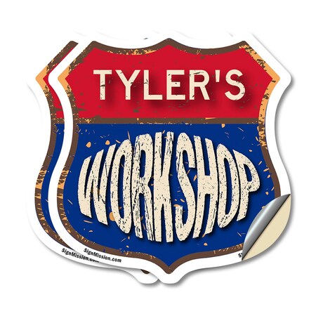 Signmission Tyler's Workshop, 4 inch X 4 inch, Vinyl Decal, 2PK SHI-D-2PACK-4-489-TYLER