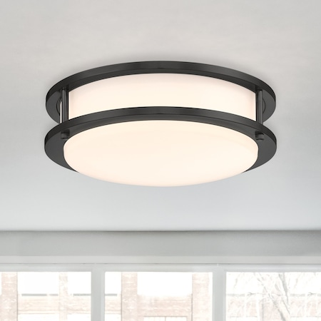 Designers Fountain 12 in. Modern Matte Black Selectable 5 CCT Integrated LED Flush Mount for Bedrooms, 4PK EV1412C5D-43-4
