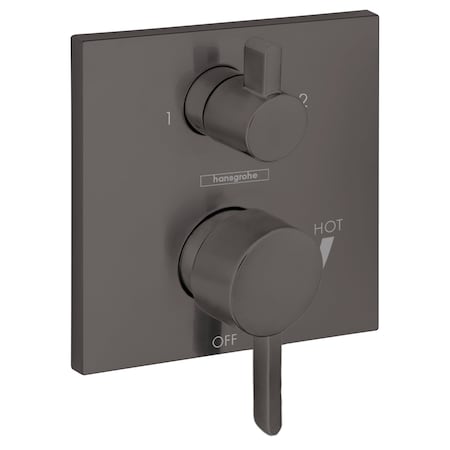 Hansgrohe Ecostat Pressure Balance Trim Square with Diverter in Brushed Black Chrome 15862341