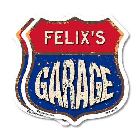 Signmission Felix's Garage, 18 inch X 18 inch, Plastic Sign, 2PK SHI-P-2PACK-18-383-FELIX