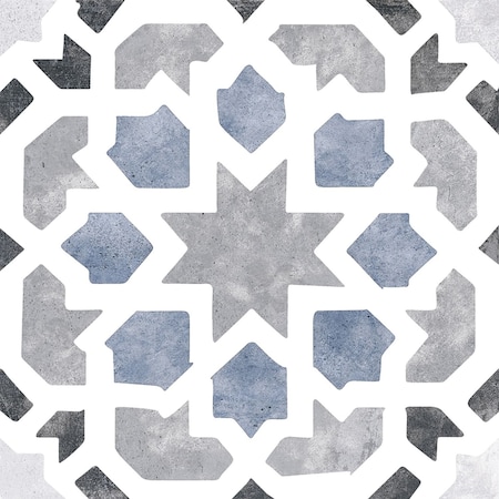 Andova Tiles SAMPLE-Luv Charmed Blue 8-in. Encaustic Spanish/Moroccan Patterned Matte Porcelain Wall & Floor Tile SAM-ANDLUV455
