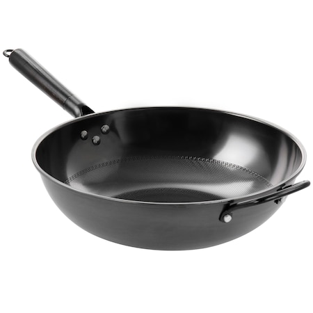 Gibson Home Debossed 13 Inch Heavy Gauge Carbon Steel Wok in Black 60765.01