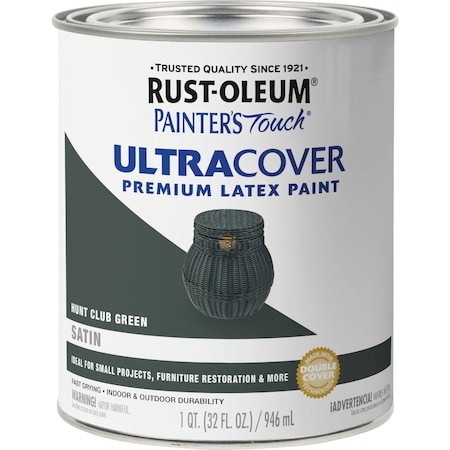 Rust-Oleum Painters Touch 2X Ultra Cover Premium Latex Paint Satin Hunt Club Green 1 Qt. 267334