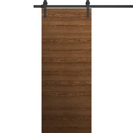 Sartodoors Modern Barn Door 18 x 80 inches, Ego 5000 Cognac Oak Veneer, 6.6FT Rail Track Heavy Hardware Set , EGO5000BD-B-DKO-18