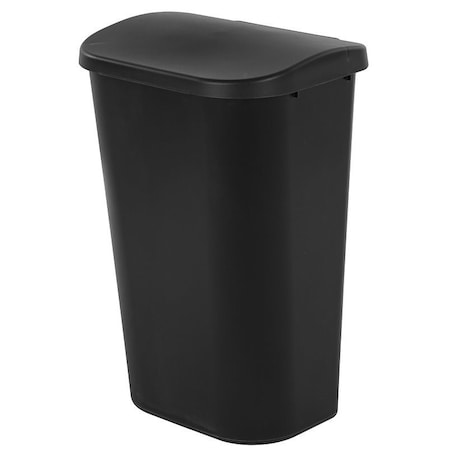 Sterilite Wastebasket, 11.3 gal, Plastic, Black, Lift-Top Lid 10759006