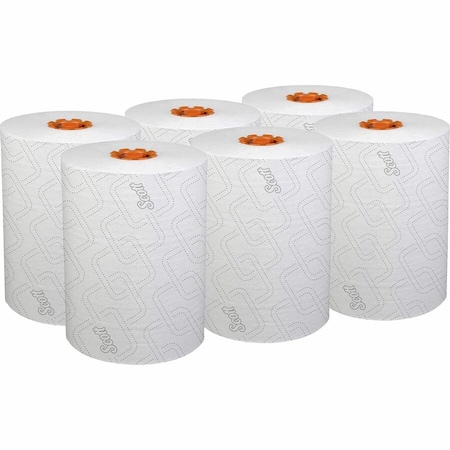 Scott Pro Slimroll Hard Roll Towels for Orange Core Dispensers, White, 580'/Roll, 6PK 47035