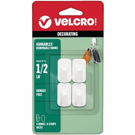 Velcro Brand 4CT WHT Micro Hangables VEL-30102-USA