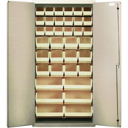 Quantum Storage Systems BEIGE CABINET W/36 CLEAR BINS QSC-BG-36-FDCL