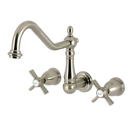 Kingston Brass Two-Handle Wall Mount Tub Faucet, Brushed Nickel KS1028ZX