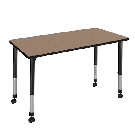 Regency Kee Height Adjustable Mobile Classroom Activity Table, 42 in W, 30 in L, Noble Oak MT4230NOAPCBK