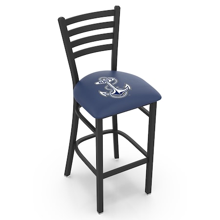 Holland Bar Stool Co 25" Blk Wrnkl US Naval Academy NAVY Station Counter Stool, Ladder Back L00425USNavA