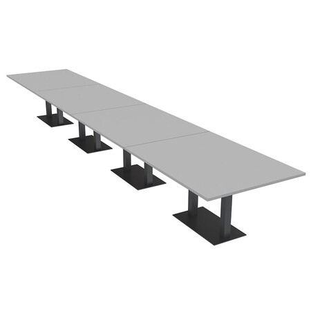 Skutchi Designs Rectangle Conference Table With Power Unit, 48 in W, 264 in L, Grey HAR-REC-48X264-DOU.BK-U779-NA