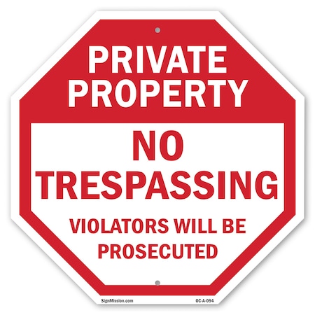 Signmission Private Property No Trespassing Vio, 10 Inch X 10 Inch, Aluminum Metal Signs OC-A-10-94