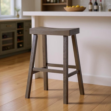 Homeroots 31" Cool Gray Solid Wood Backless Bar Height Bar Chair 632463