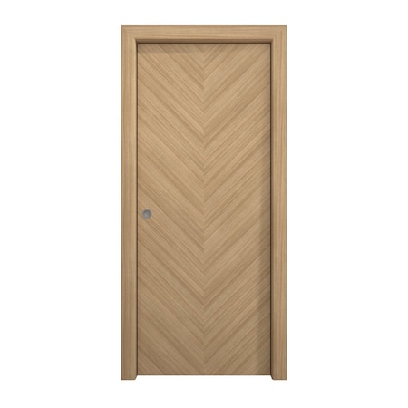 Sartodoors Sliding Pocket Door 18 x 84 inches, Ego 5005 Natural Oak, Kit Rail Hardware, Solid Wood Interior EGO5005PD-SNA-18