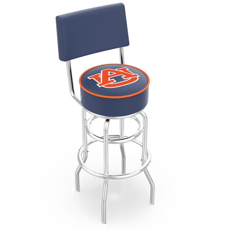 Holland Bar Stool Co 25" Chrome 2-Ring Auburn Swivel Bar Stool, Back L7C425Auburn