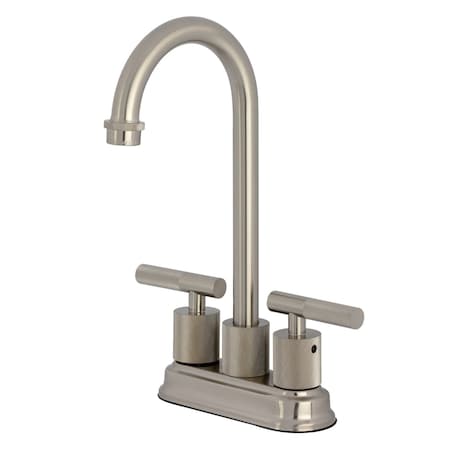 Kingston Brass Double-Handle 4" Centerset Bar Faucet with Knurled Handle, Brushed Nickel KB5498KNL