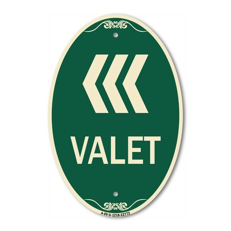 Signmission Valet Left Arrow, 12 Inch X 18 Inch Architectural Oval, Heavy Gauge Aluminum A-OV-G-1218-22772