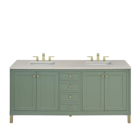 James Martin Vanities Chicago 72" Double Vanity, Smokey Celadon, w/ 3 CM Siberian Silestone Top 503-V72-SC-3SFR