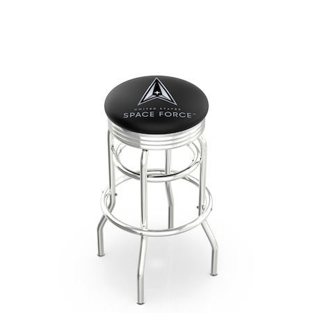Holland Bar Stool Co U.S. Space Force 30in Double-Ring Swivel Bar Stool with Chrome Finish L7C3C